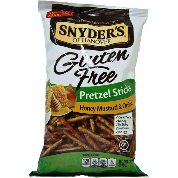 Snyder's Of Hanover Pretzel Sticks, Gluten Free, Honey Mustard & Onion, 7 Ounces - Pack Of 4