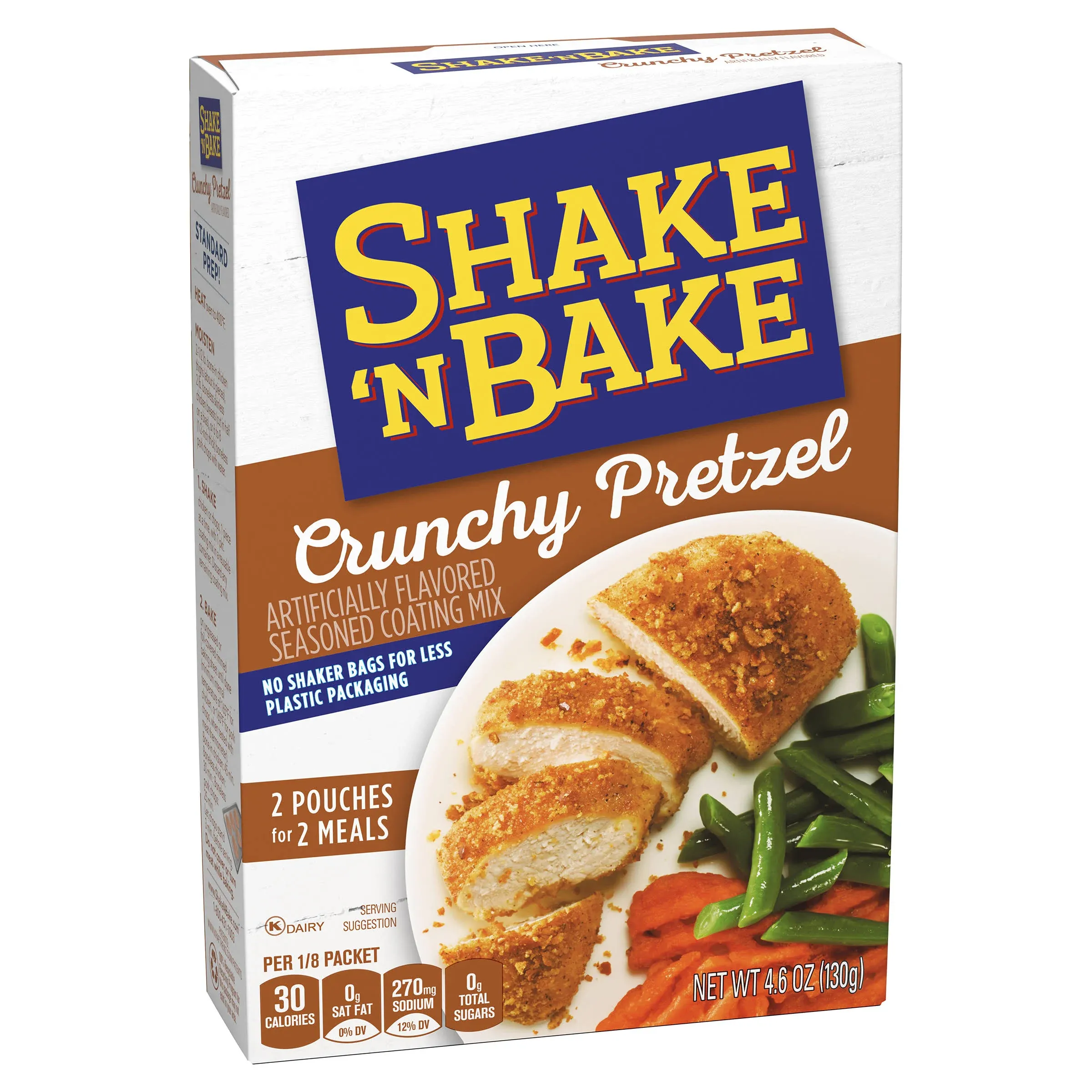 Shake 'N Bake Coating Mix, Seasoned, Crunchy Pretzel - 2 pouches, 4.6 oz