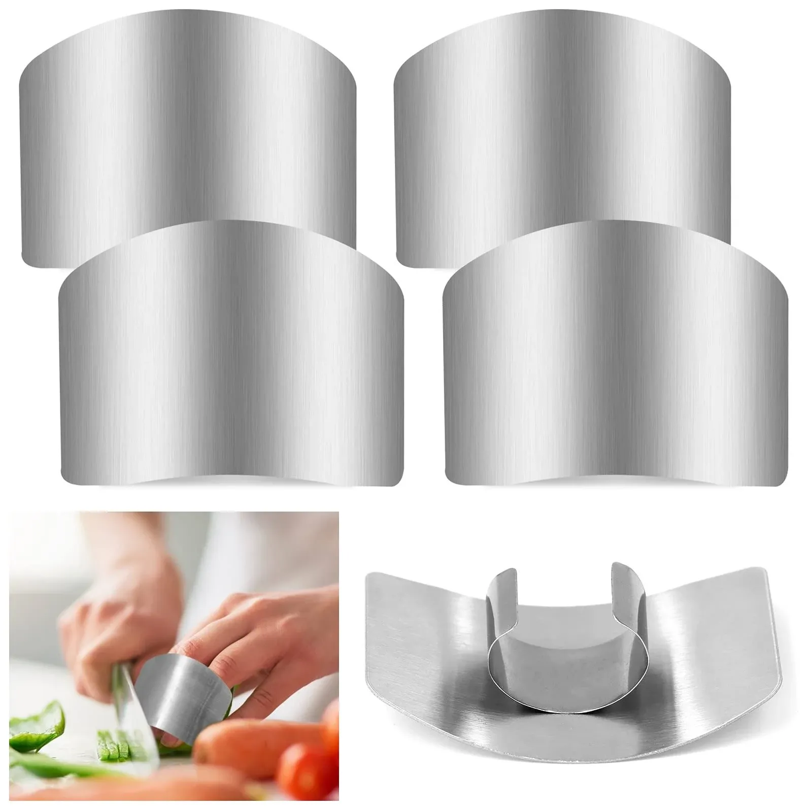 ZOCONE 4 PCs Finger Guard For Cutting Kitchen Tool Finger Guard Stainless Steel Finger Protector Avoid Hurting When Slicing and Dicing Kitchen Safe Chop Cut Tool (PH0088-4)