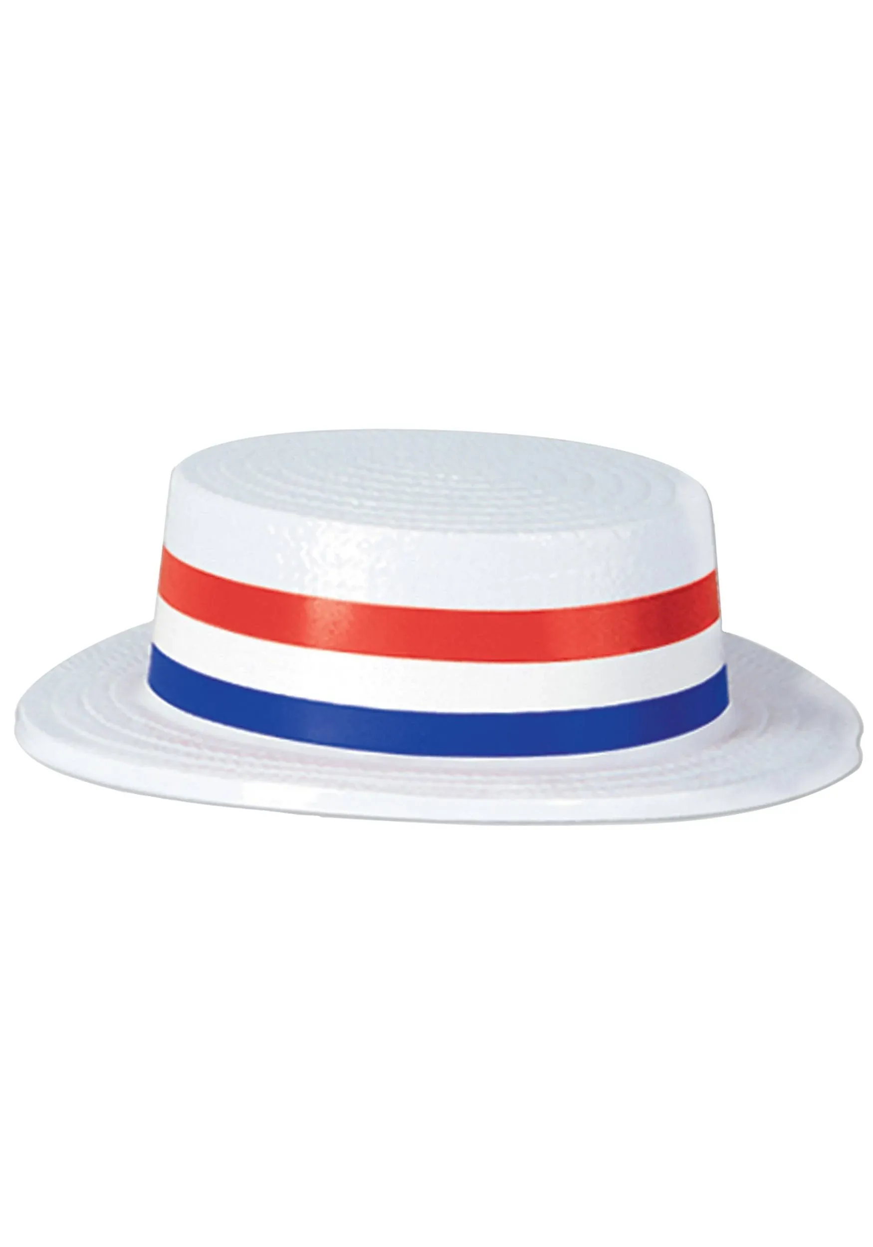 Beistle Skimmer Hat With Red/White/Blue Striped Band, One Size, White66781