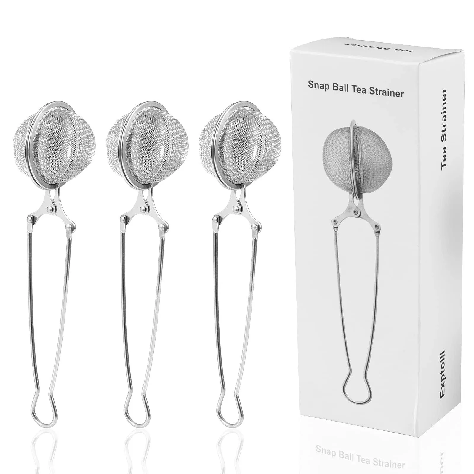 Snap Ball Tea Strainer, Exptolii 3 Pack Stainless Steel Tea Infuser Filter with ...