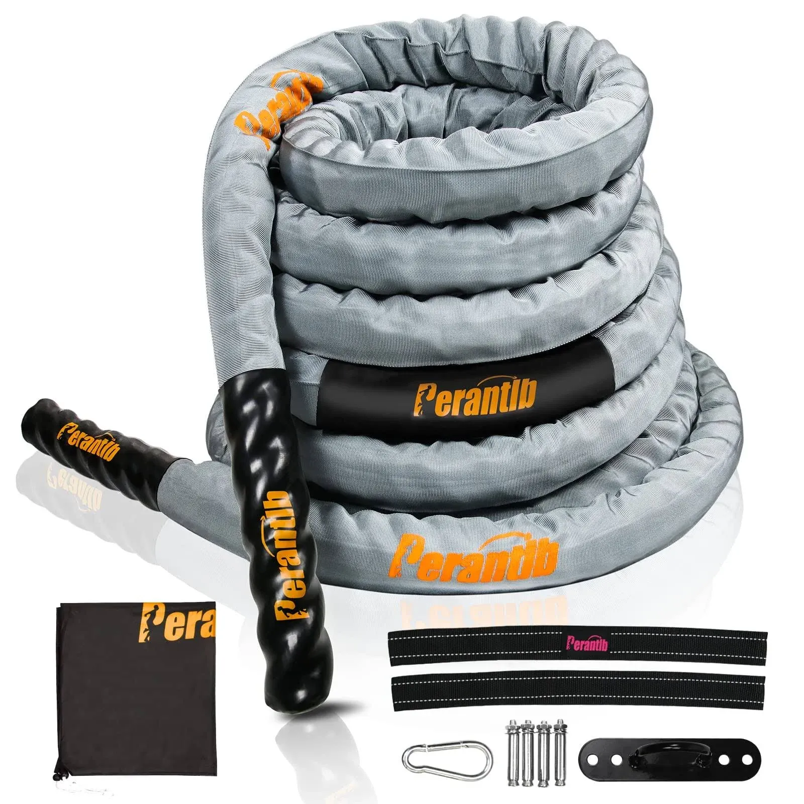 Perantlb Battle Rope with Cloth Sleeve -1.5/2 inch Diameter 30' 40' 50' Lengths ...