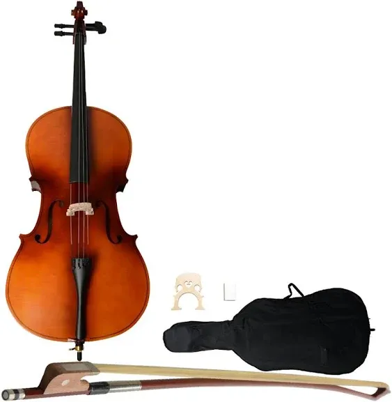 4/4 Acoustic Cello with Case,Bow,Rosin (Matte)