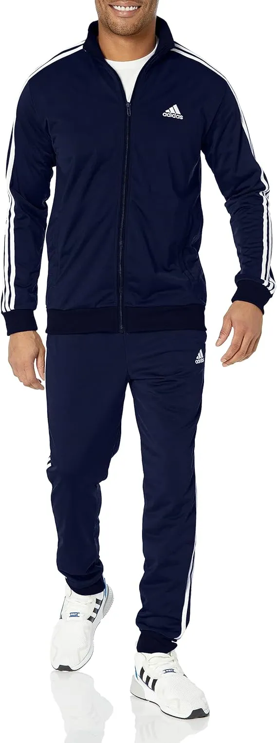 Adidas Men's 3-Stripes Essentials Tricot Tracksuit Set Black Asian Fit IC6747