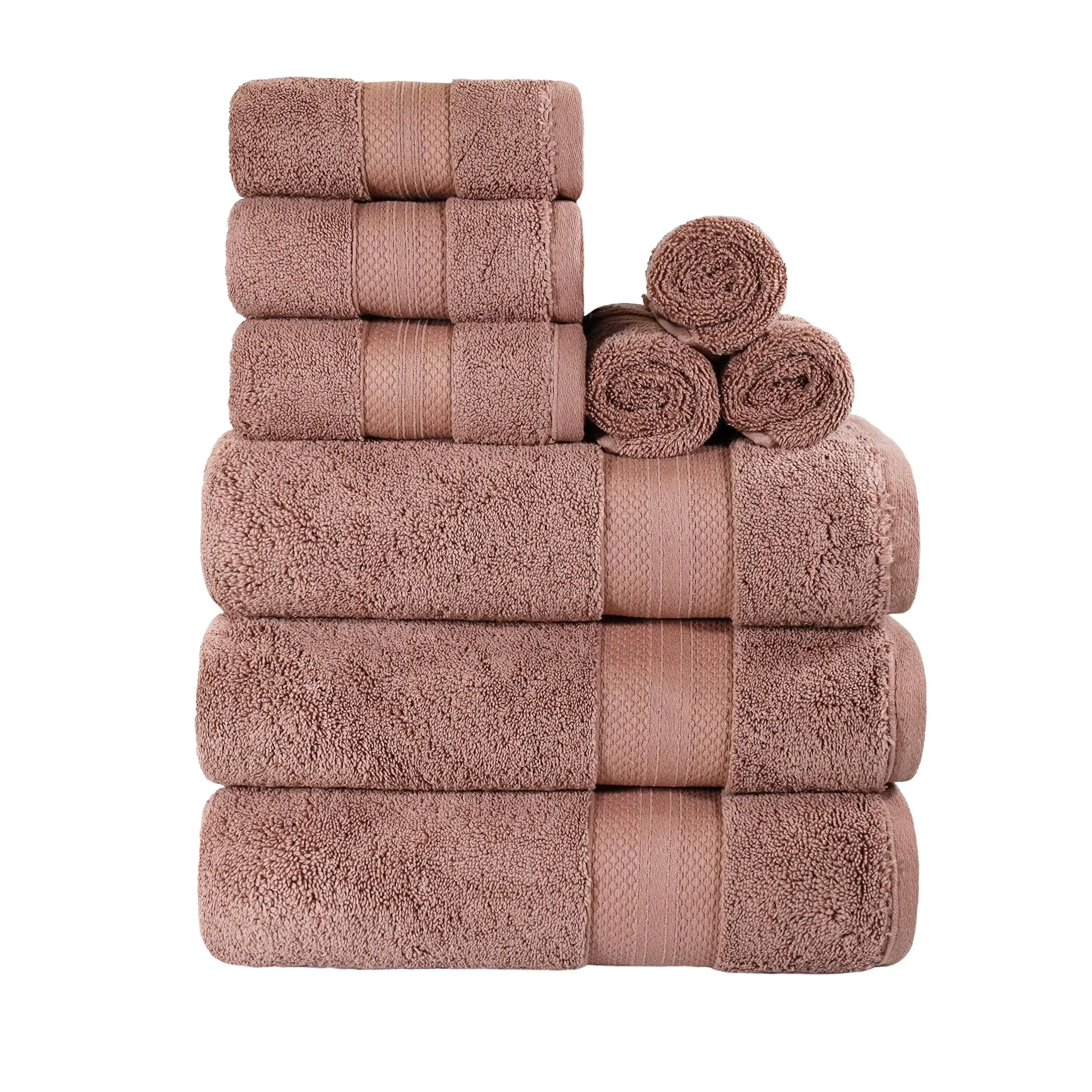 Superior Solid Absorbent Turkish Cotton 9-Piece Ultra-Plush Towel Set