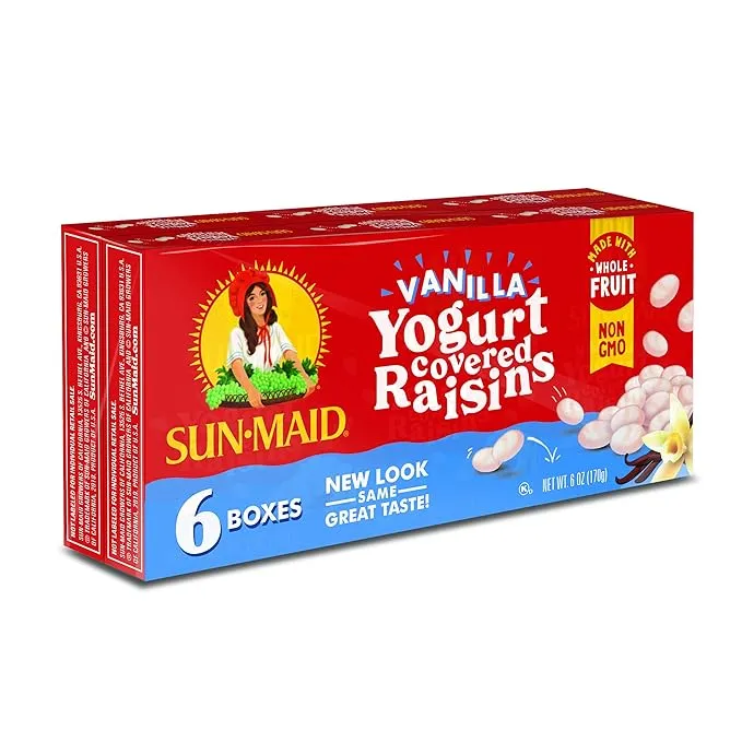 Sun-Maid • Yogurt Raisins Variety Pack (Pack Of 30), Vanilla (Pack Of 18), Chocolate (Pack Of 12), Dried Fruit, Non-GMO, Healthy Lunch Box Snack