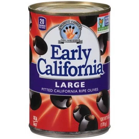 Early California Large Pitted Black Ripe Olives, 6 Ounce -- 12 per Case