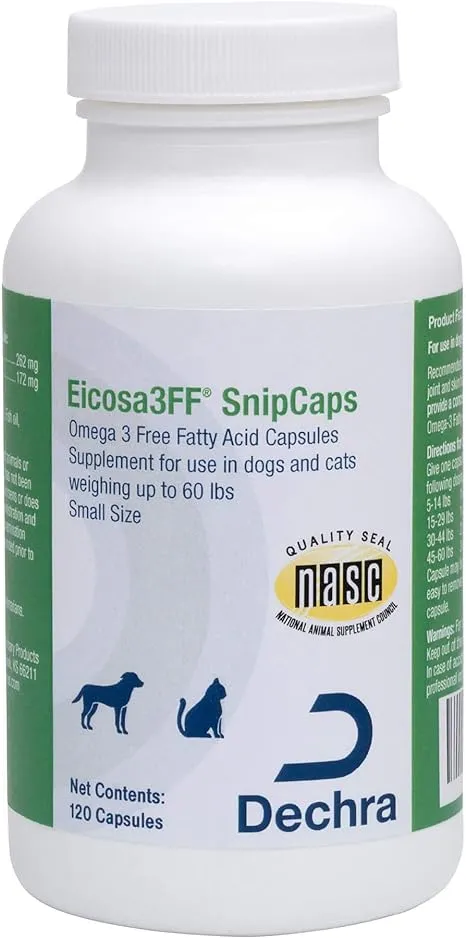 Dechra Eicosa3FF SnipCaps (Small), for Dogs Up to 60lbs, 120 Count