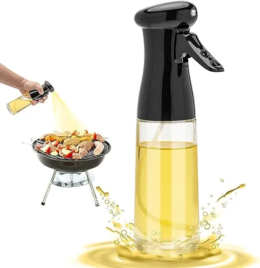 Olive Oil Sprayer for Cooking - 200ml Glass Oil Dispenser Bottle Spray Mister - Refillable Food Grade Oil Vinegar Spritzer Sprayer Bottles for Kitchen, Air Fryer, Salad, Baking