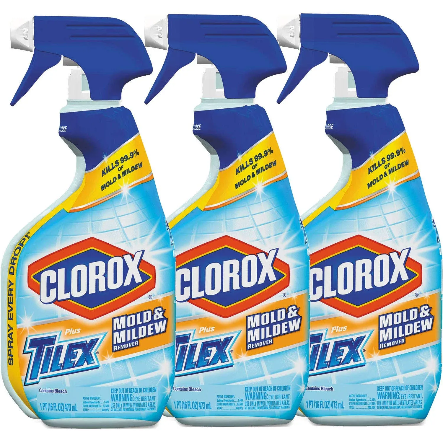 Tilex 01100.3PK Mold & Mildew Remover 16 (Pack of 3), 48 Fl. Oz, Clear