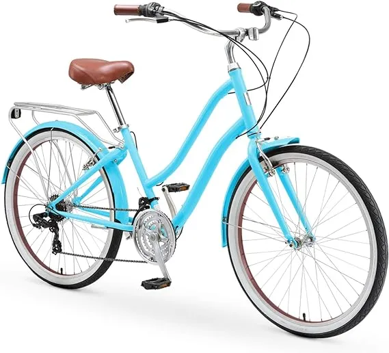 sixthreezero EVRYjourney Women's Hybrid Cruiser Bike, Step-Through Hybrid Bicycle, 1/3/7/21 Speed Bicycles, Multiple Colors