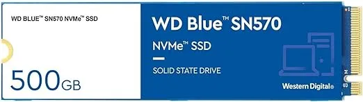 Western Digital 500GB WD Blue SN570 NVMe Internal Solid State Drive SSD - Gen3 x4 PCIe 8Gb/s, M.2 2280, Up to 3,500 MB/s - WDS500G3B0C