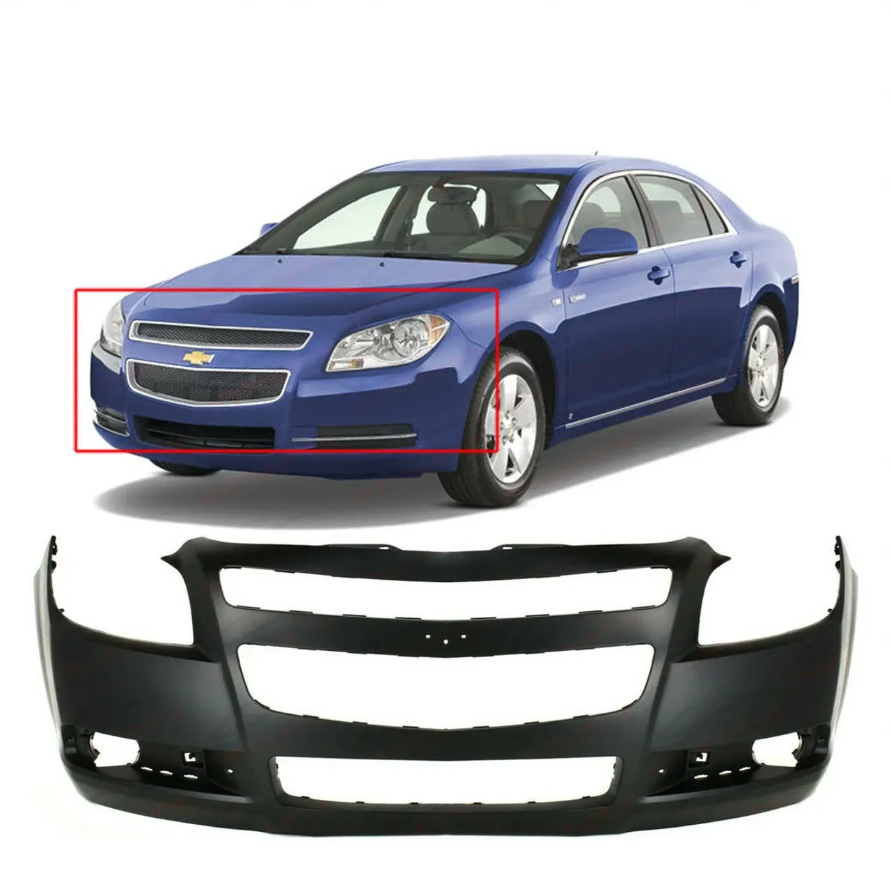 FitParts Compatible with Front Bumper Cover 2008-2012 Chevrolet Malibu LS LT LTZ Hybrid Sedan 08-12. New, Primed and Ready for Paint. with Fog Light