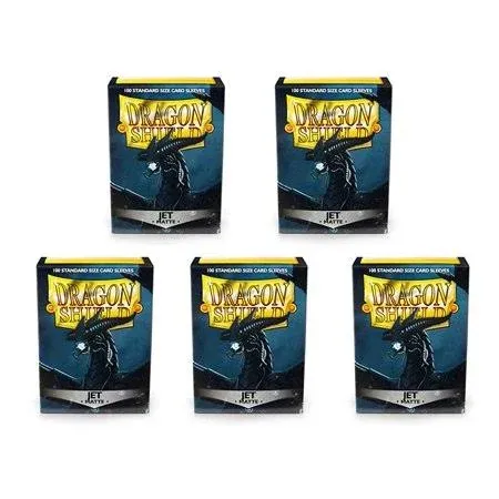 5 Packs Dragon Shield Matte Jet Standard Size 100 ct Card Sleeves Value Bundle!