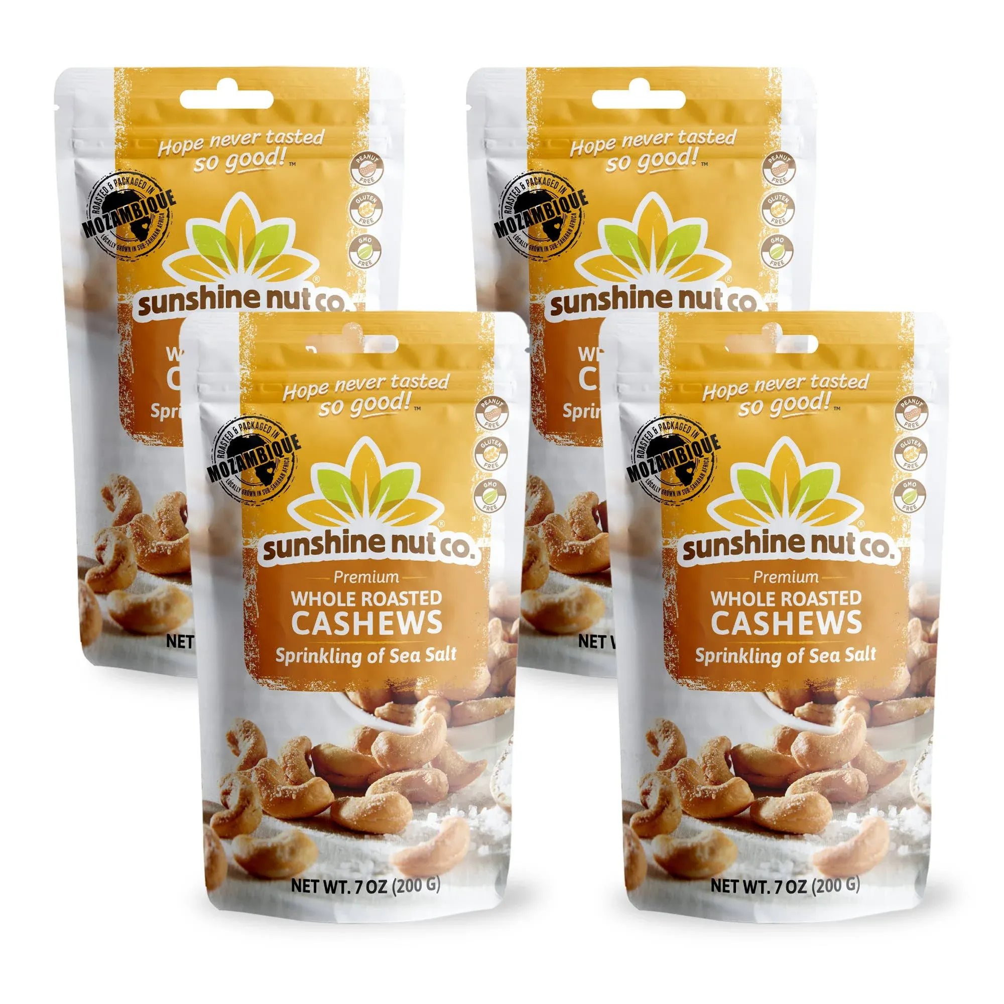 Whole Roasted Lightly Salted Cashews by Sunshine Nuts Co., Gluten Free, Peanut F