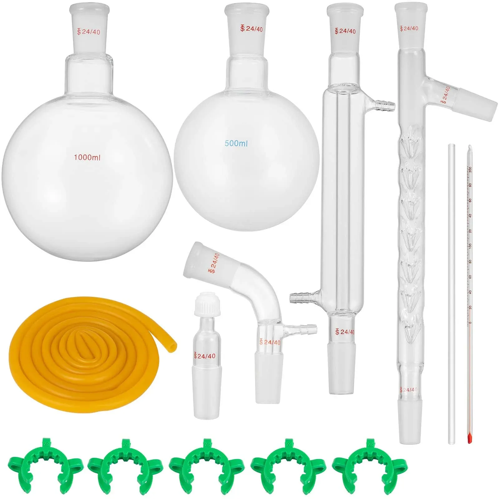 VEVOR Glass Organic Chemistry Kit 13pcs Distillation Kit 24/40 Joints ...