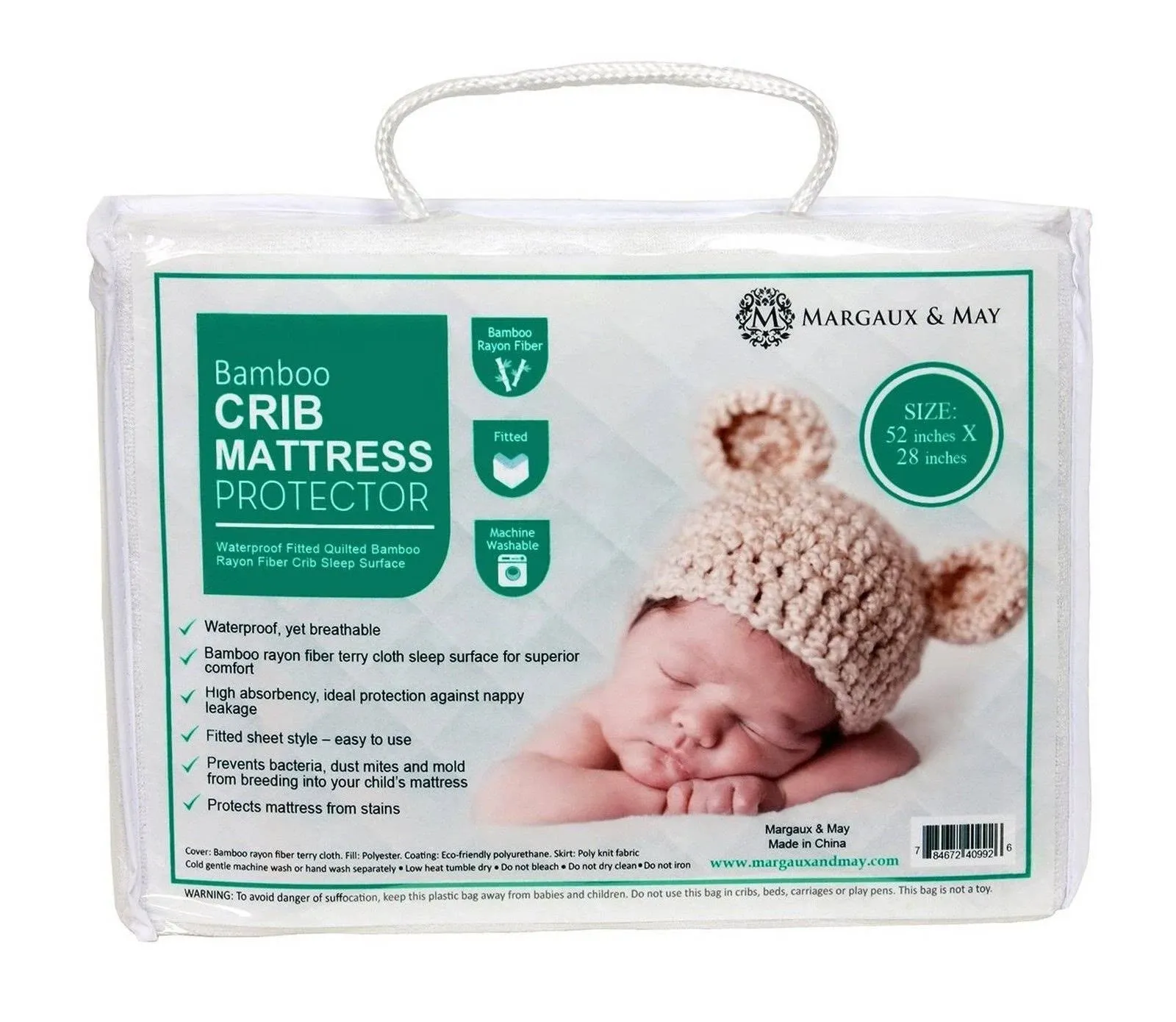 Ultra-Soft Waterproof Crib Mattress Protector Pad 2 pack - Breathable Premium...