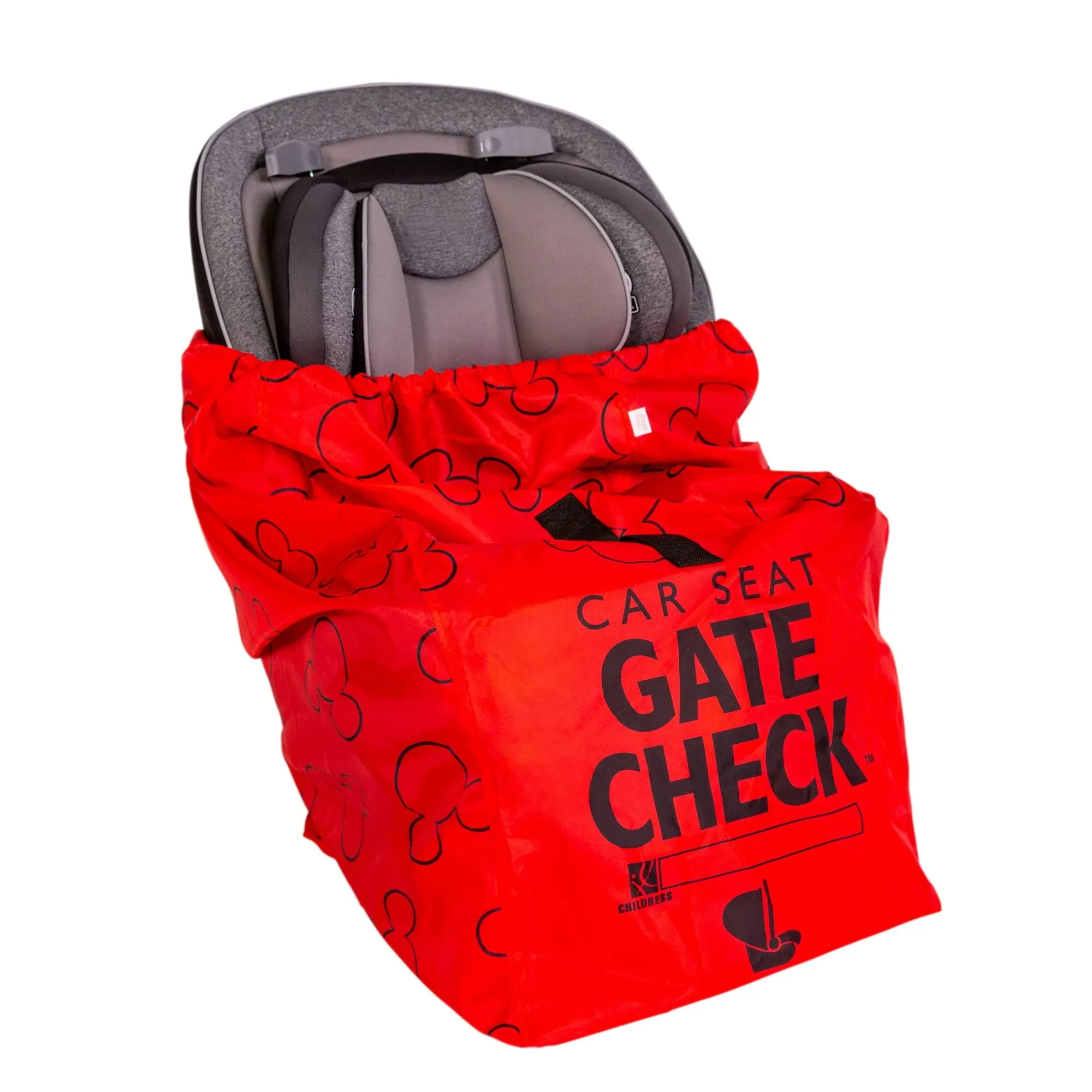 J L Childress Disney Baby Gate Check Travel Bag for Car SEATS - Red