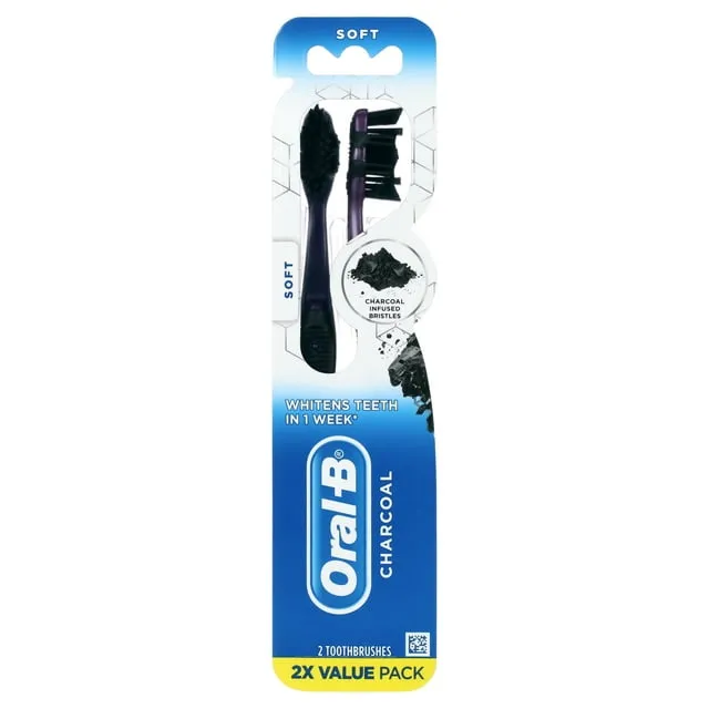 Oral-B Charcoal Whitening Therapy Toothbrush, Soft - 2ct