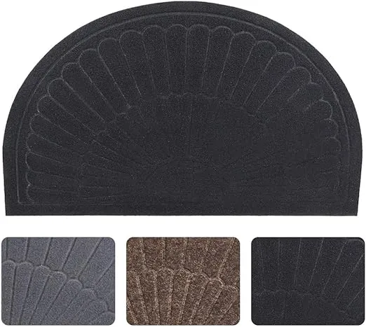 Morning View Half Circle Doormat Indoor Half Round Door Mat Outdoor Rubber Door Mats Entryway Half Moon Rug Inside Welcome Mat Front Door Mat Indoor Floor Mats Carpet Mat for Entrance Non Slip(Black)