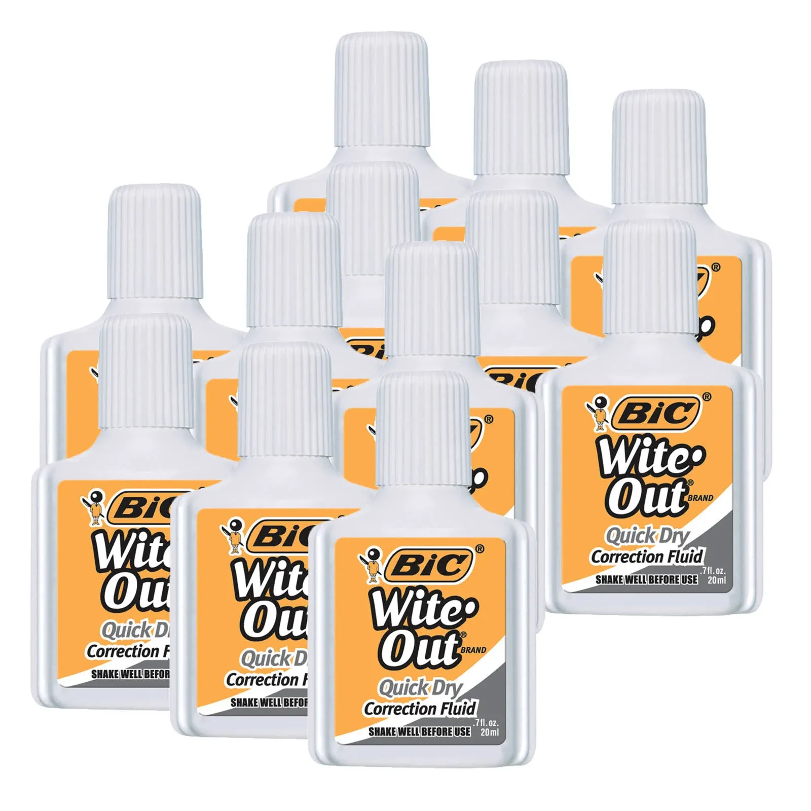 Bic Witeout Quick Dry Correct Fluid (Pack of 12)