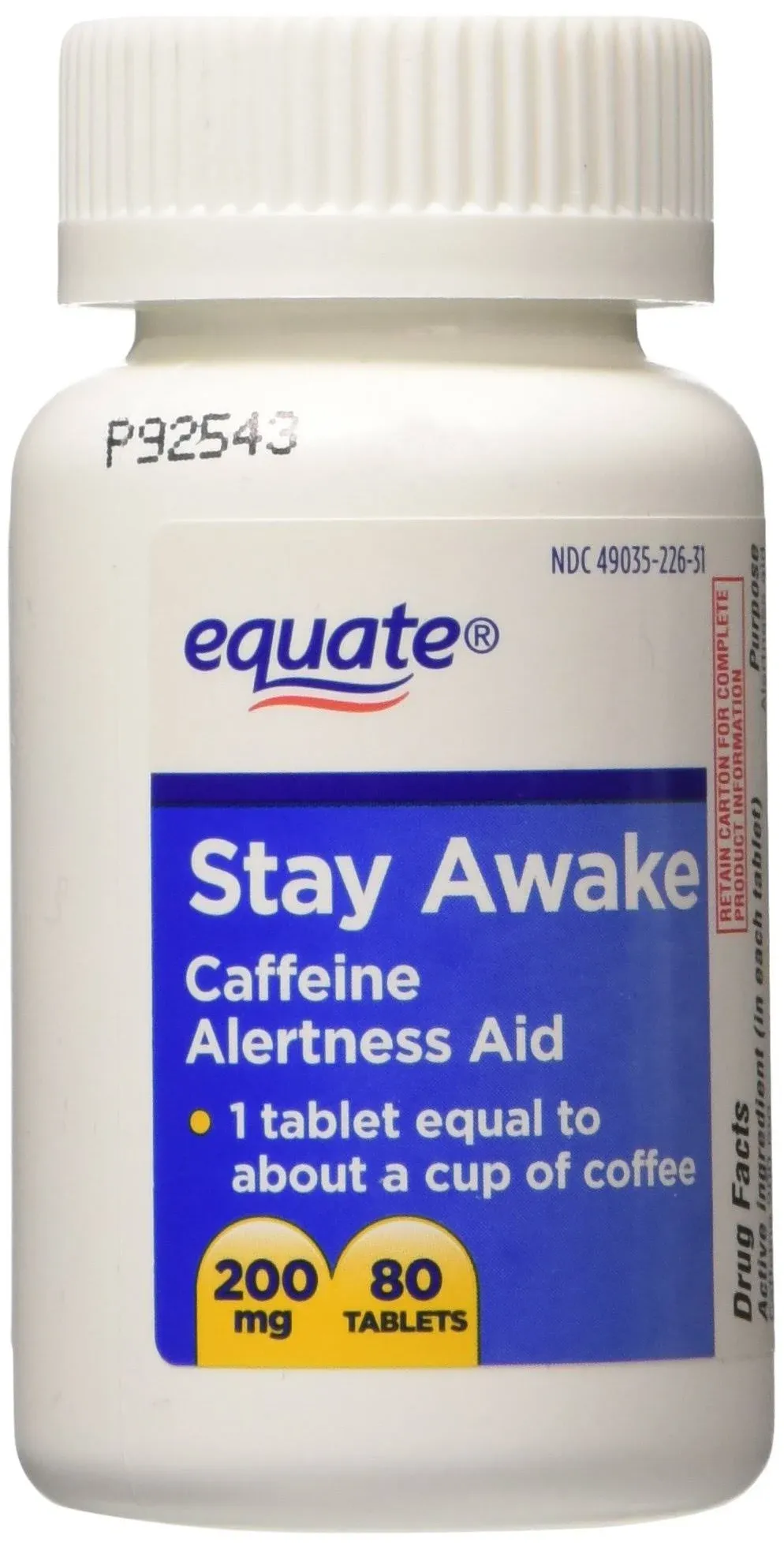 Equate 200mg Caffeine Tablets for Increased Energy and Mental Focus, 80 Count