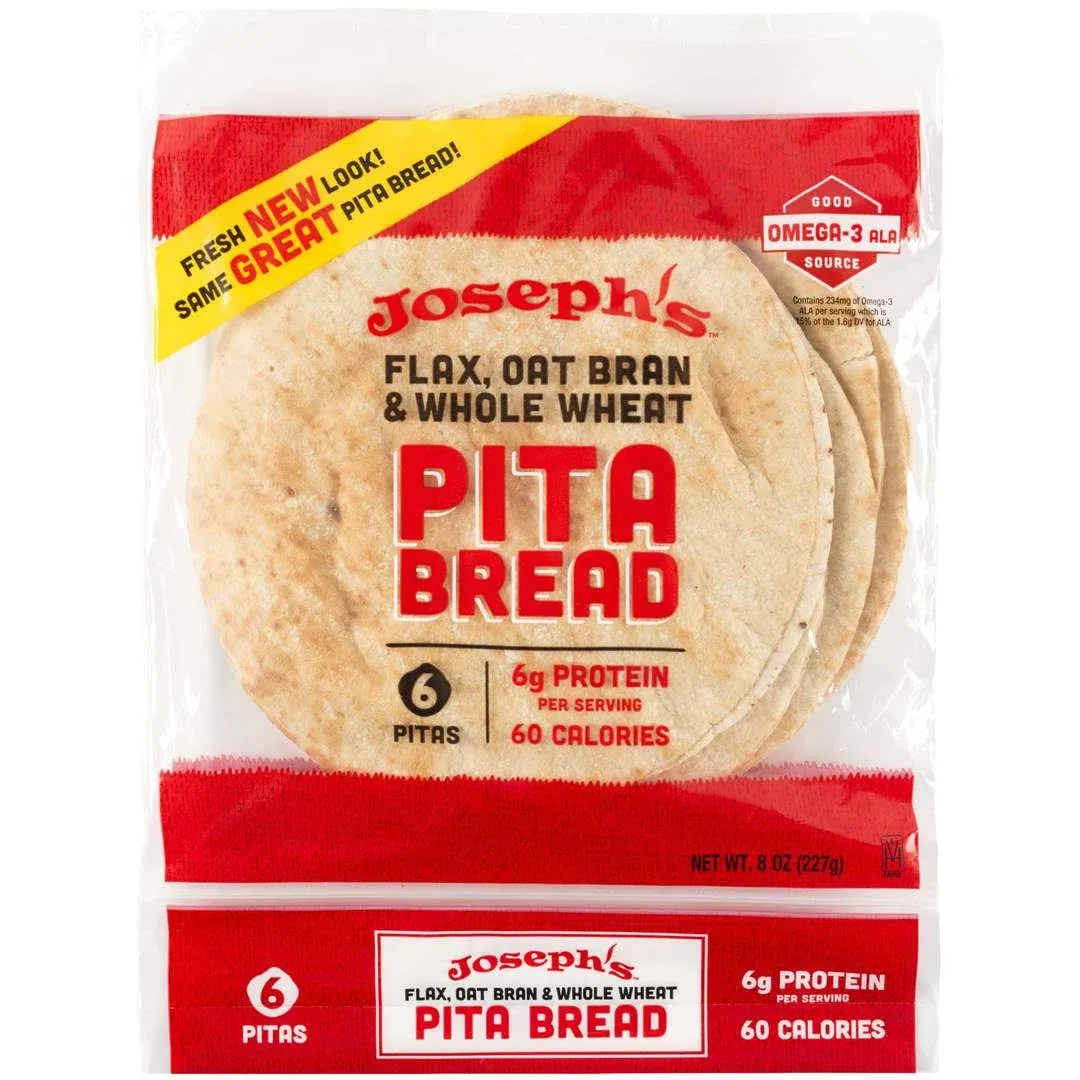 Joseph's Bread Pita Flax Oat Bran & Whole Wheat