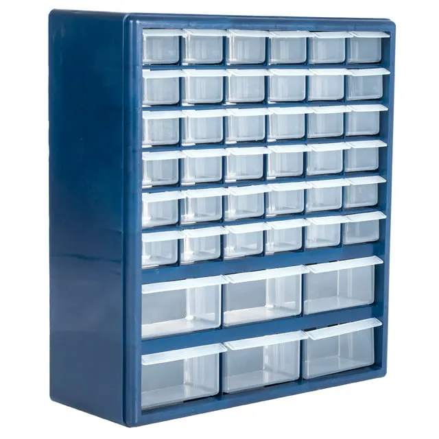 Plastic Storage Drawers 42 Compartment Organizer Desktop or Wall Mount Container for Hardware, Parts, Crafts, Beads, or Tools by Stalwart