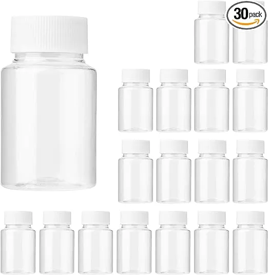 Lamoutor 30pcs Clear Pill Bottle Plastic Medicine Bottle Empty Reagent Bottle ...