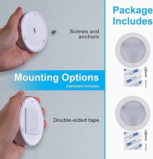 GE Wireless LED Puck Lights, Battery Operated, 20 Lumens, Touch Light, Tap Light, Stick on Lights, Under Cabinet Light, Ideal for Kitchen Cabinets, Closets, Garage 2 Pack, 25434