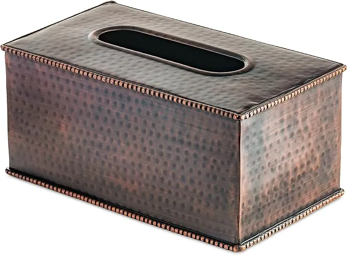 Gramercy Accents Tissue Box Cover - Heavyweight Brass Hammered Oil Rubbed Bronze - Rectangular Tissue Box Cover 9.5 Inches by 5 Inches by 4.25 inch