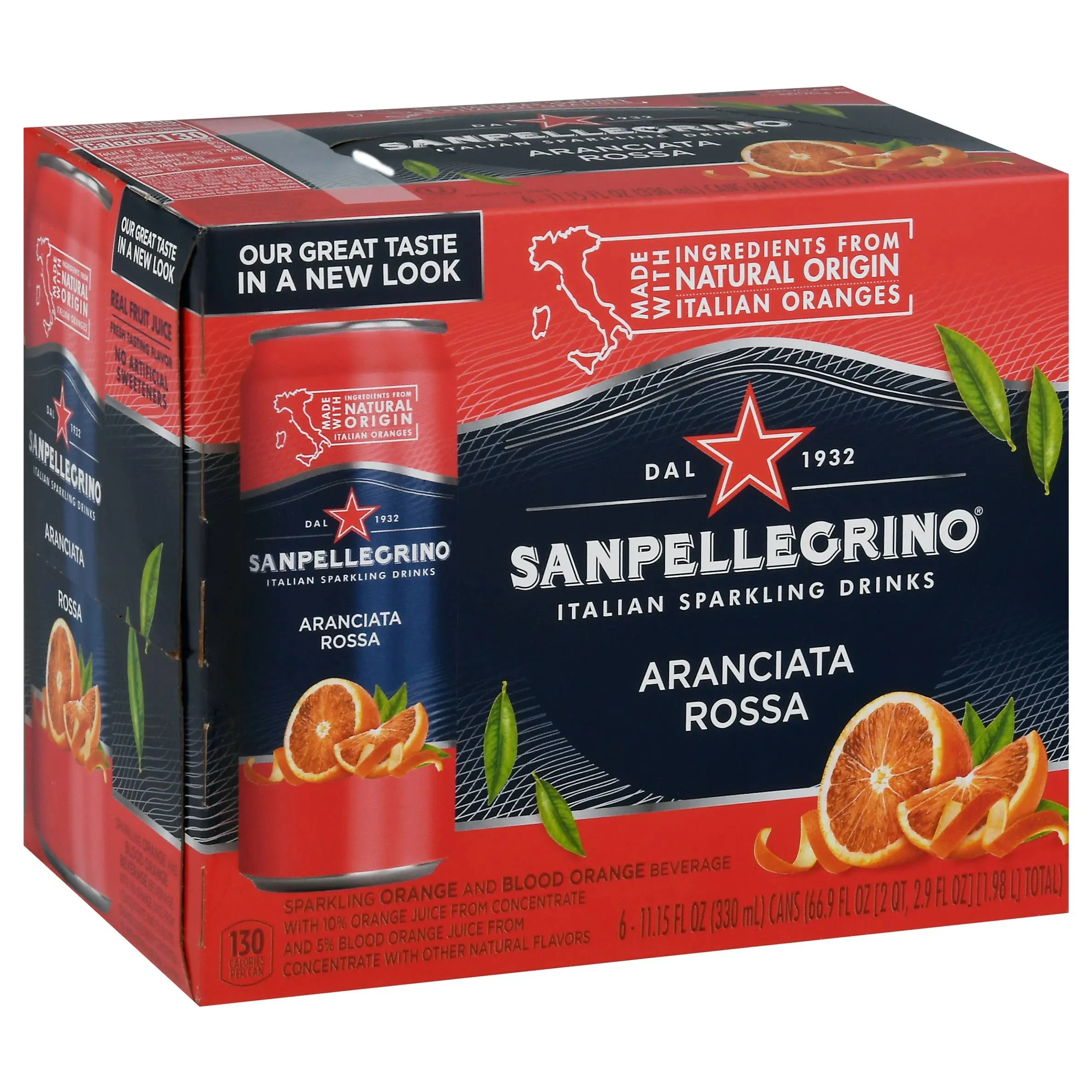 Italian Sparkling Drink Aranciata Rossa Orange and Blood Orange 24 Pack Cans