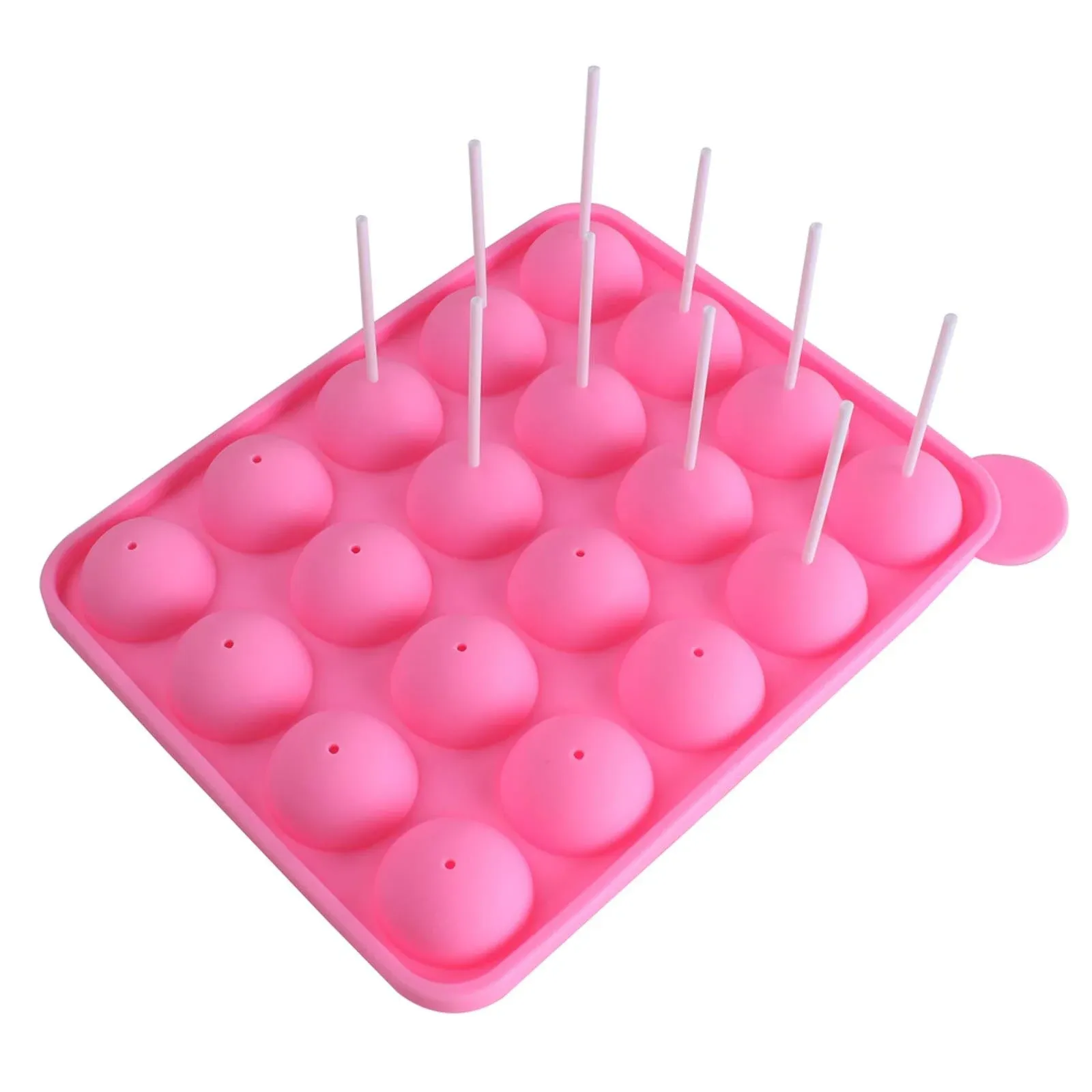 20 Cavity Silicone Pink Lolly Pop Party Cupcake Baking Mold Cake Pop Stick Mo...