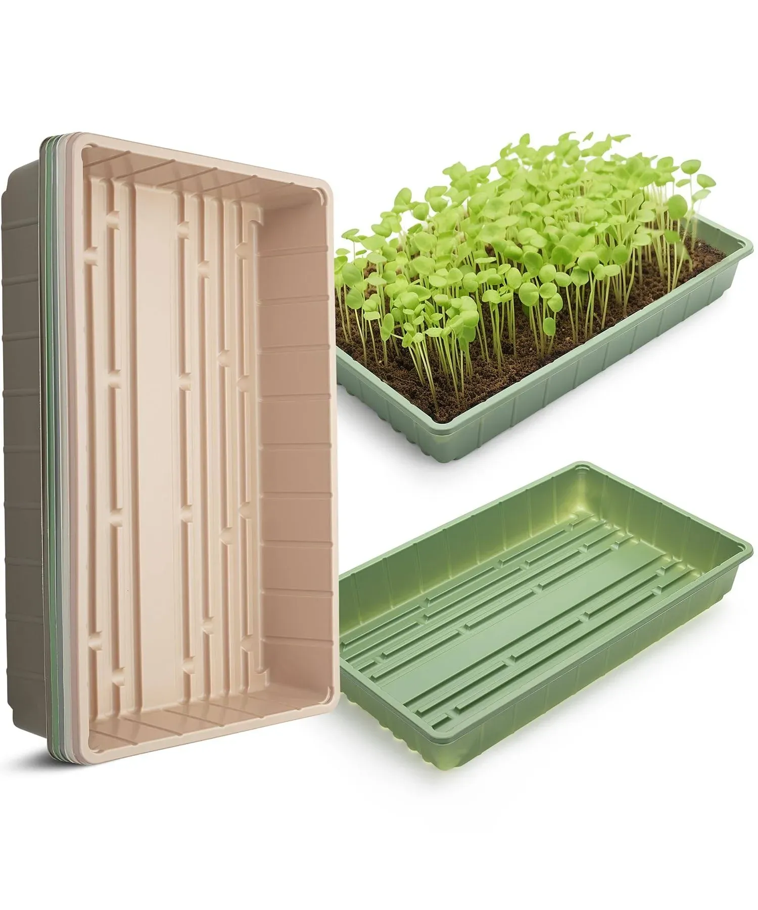  Plastic Growing Trays, 5 Pack, Assorted Colors, Plant Microgreens Growing Trays