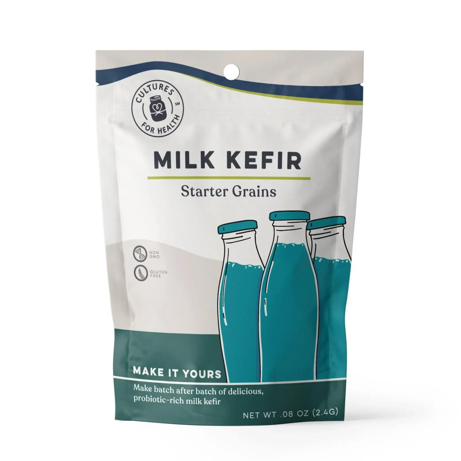 Cultures for Health Kefir Starter Culture | 4 Packets Freeze Dried Starter Powder | Make Kefir with Milk, Water, or Juice | Re-Culture Kefir Probiotic Drinks 2-7x Each | Cultures in Less Than a Day