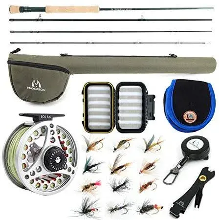 M MAXIMUMCATCH Maxcatch Extreme Fly Fishing Combo Kit 3/5/6/8 Weight, Starter Fly Rod and Reel Outfit, with a Protective Travel Case