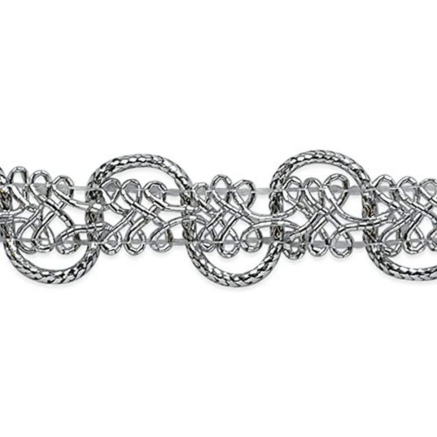 Trims by the Yard Gwen Lacey Metallic Braid Trim | Silver| (20 yard cut)