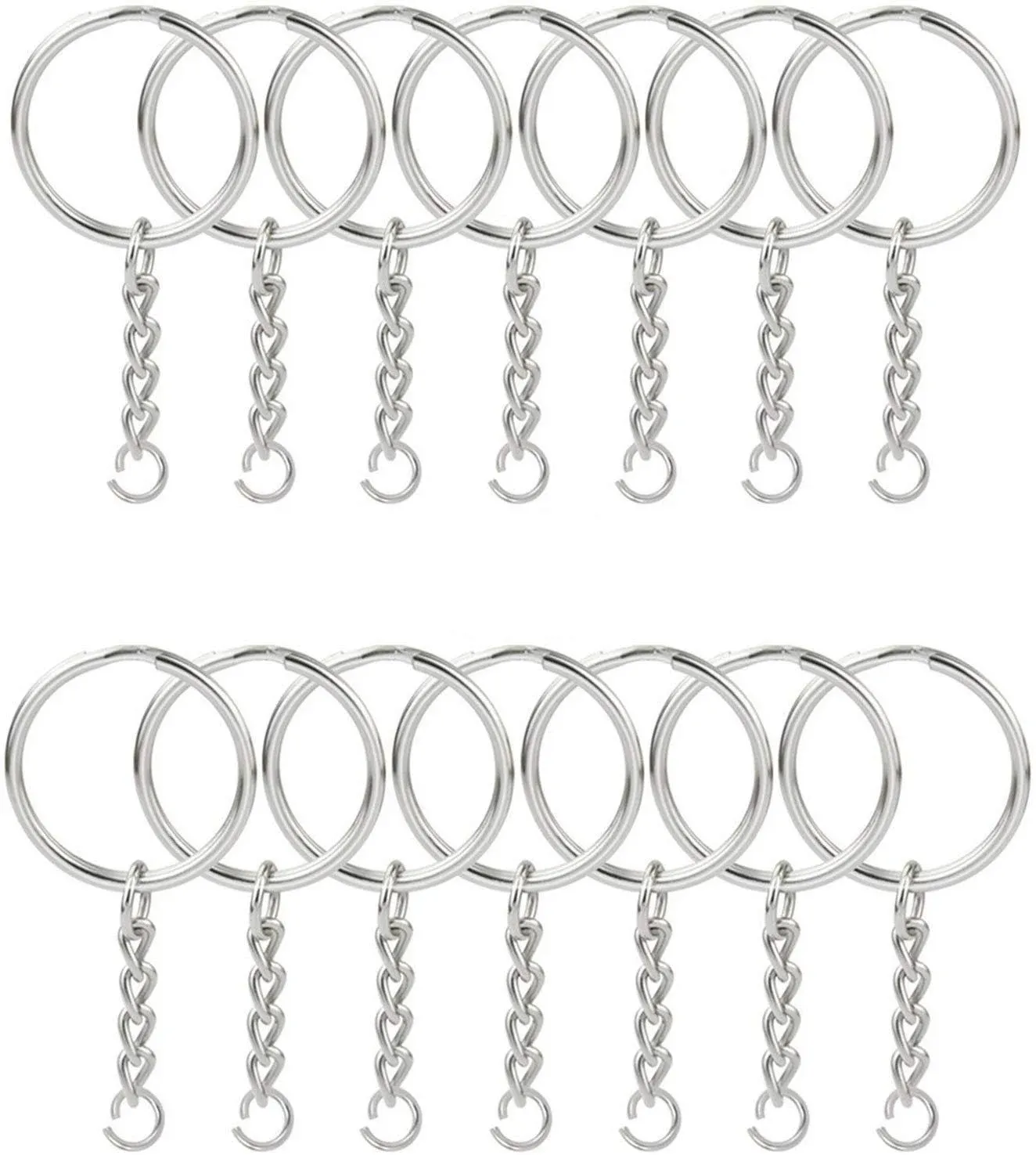 KINGFOREST 100pcs Split Key Ring with Chain 1 inch and Jump Rings,Split Key Ring ...