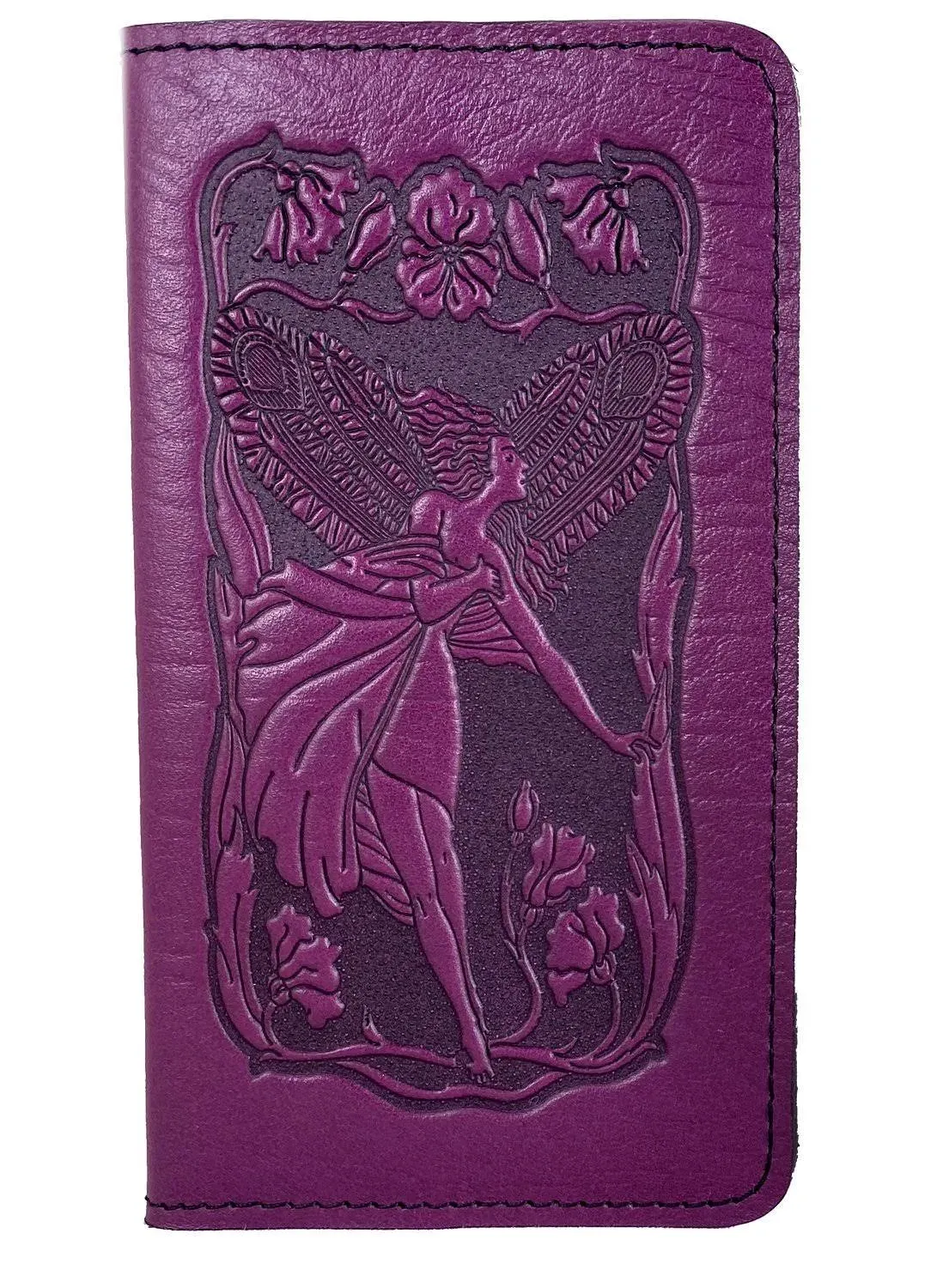 Butterfly Embossed Genuine Leather Checkbook Cover 3.5x6.5 Inches Orchid Made...