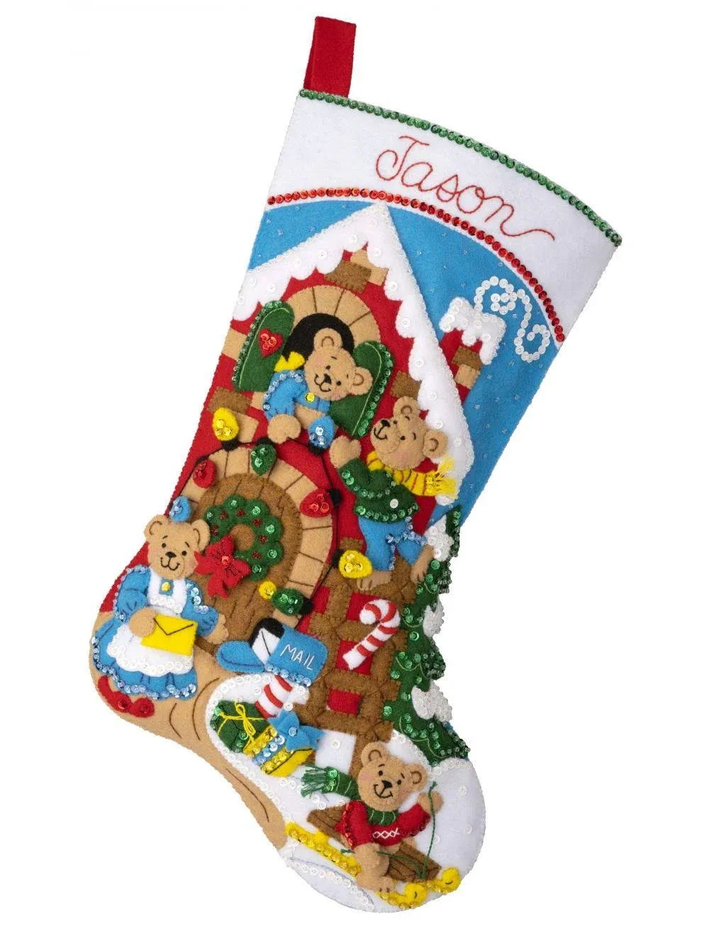 Bucilla Felt Stocking Applique Kit 18" Long-A Bear-y Merry Christmas