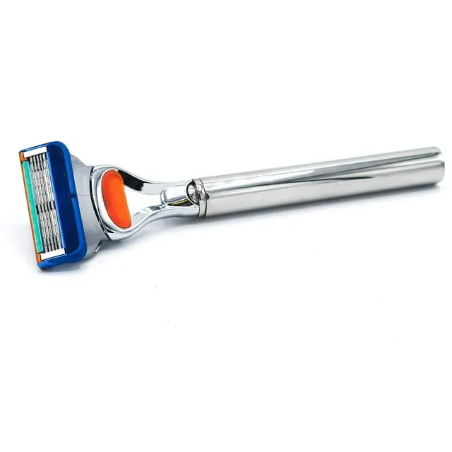 Parker 100% Stainless Steel Handle Gillette Fusion Compatible Razor - 1 Gillette Fusion Blade Included