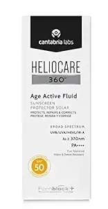 Heliocare 360° - Age Active Fluid, crema solar SPF50, protección antienvejecimiento, resistente al agua y al sudor, 1.7 fl oz