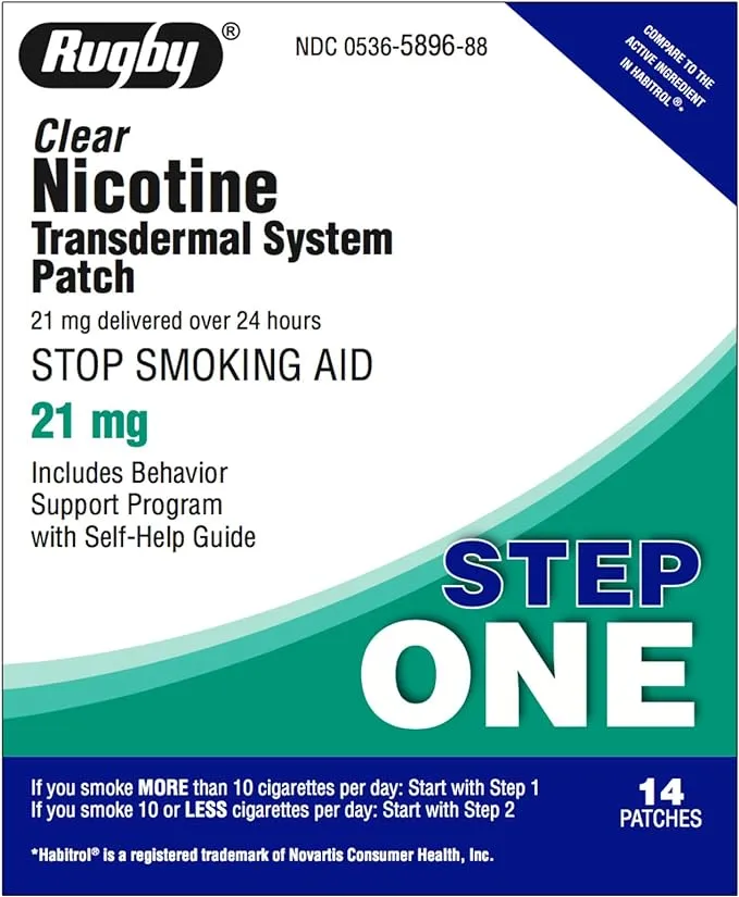 Rugby Nicotine Transdermal System Step 1 (21mg) - 14 Patches by watson Rugby Laboratories (cs)