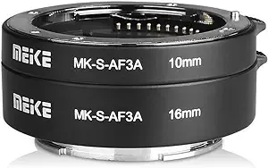 MEIKE MK-S-AF3A AF Auto Focus Macro Extension Tube Adapter Ring (10mm+16mm) for Sony Mirrorless E-Mount FE-Mount A7 NEX Camera A7 A7II A7M2 NEX3 NEX5 NEX6 NEX7 A5000 A5100 A6000 A6300 A6500 A9 A6400