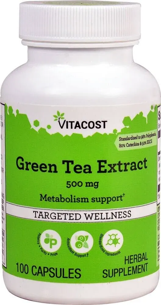 Vitacost Green Tea Extract Standardized 500 mg 100 Capsules