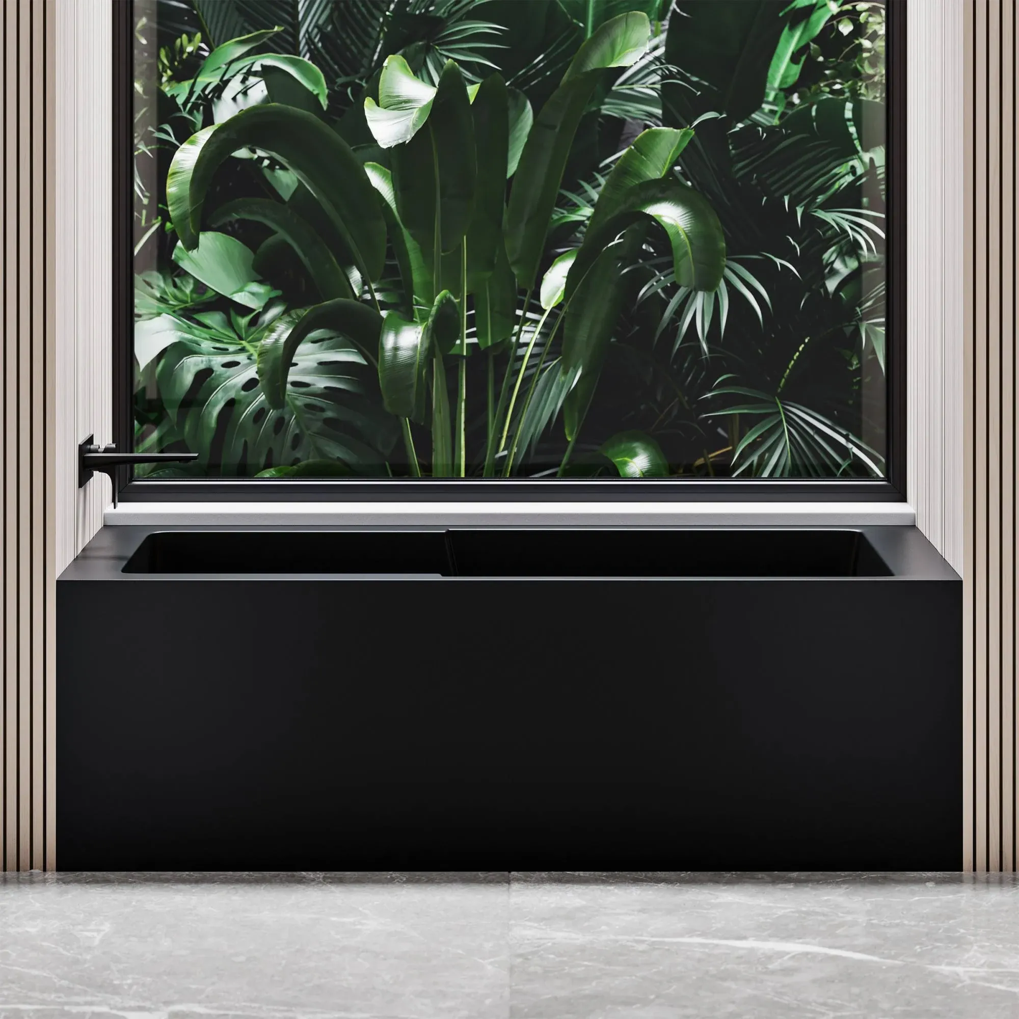 Voltaire 54 in. x 30 in. Acrylic Matte Black, Alcove, Integral, Left-Hand Drain, Apron Bathtub