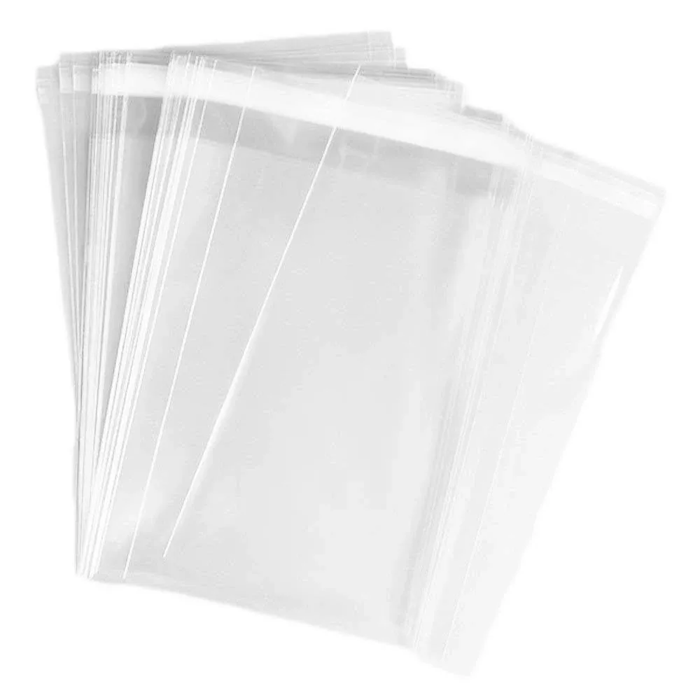 100 Bags - 8" x 10" 2Mil KE Crystal Clear Protective Closure Bags with Self Adhesive Flap - Clear Resealable Cello/Cellophane Bags Good for Bakery, Candle, Soap, Cookie Poly Bags, and more.