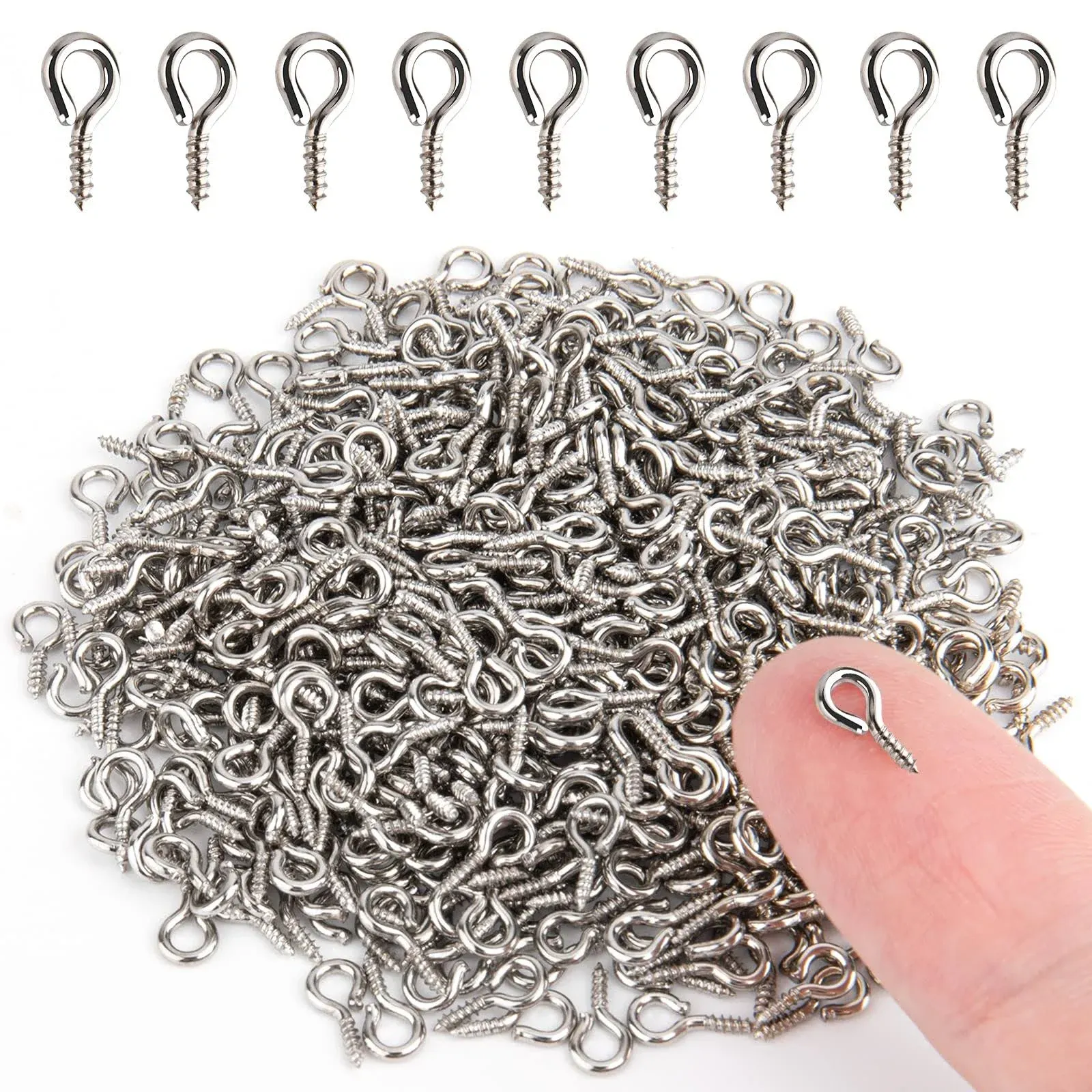 500PCS 4 x 8mm Mini Screw Eye Pins for Jewelry Making, Eyelets Threaded Clasps Hooks for Art DIY, Metal Hoop Peg/Bracelet Connectors - Excellent Jewelry Eye Screws