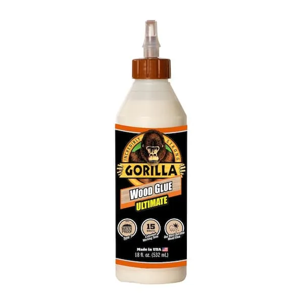 Gorilla Ultimate Waterproof Wood Glue, 18 Ounce, Natural Wood Color, (Pack of 1)