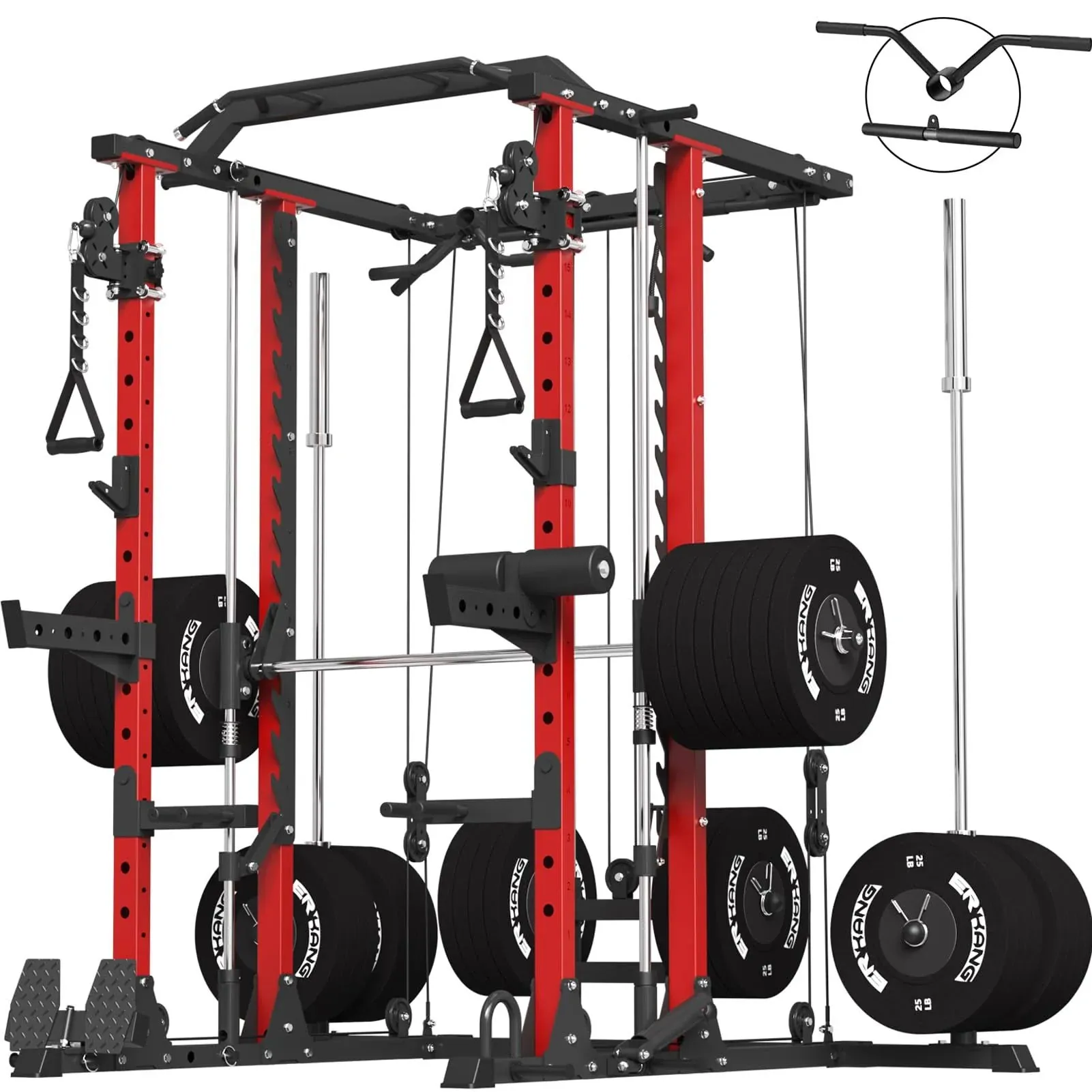 ER Kang Smith Machine, 2000lbs Strength Training Power Cage with Smith Bar and ...